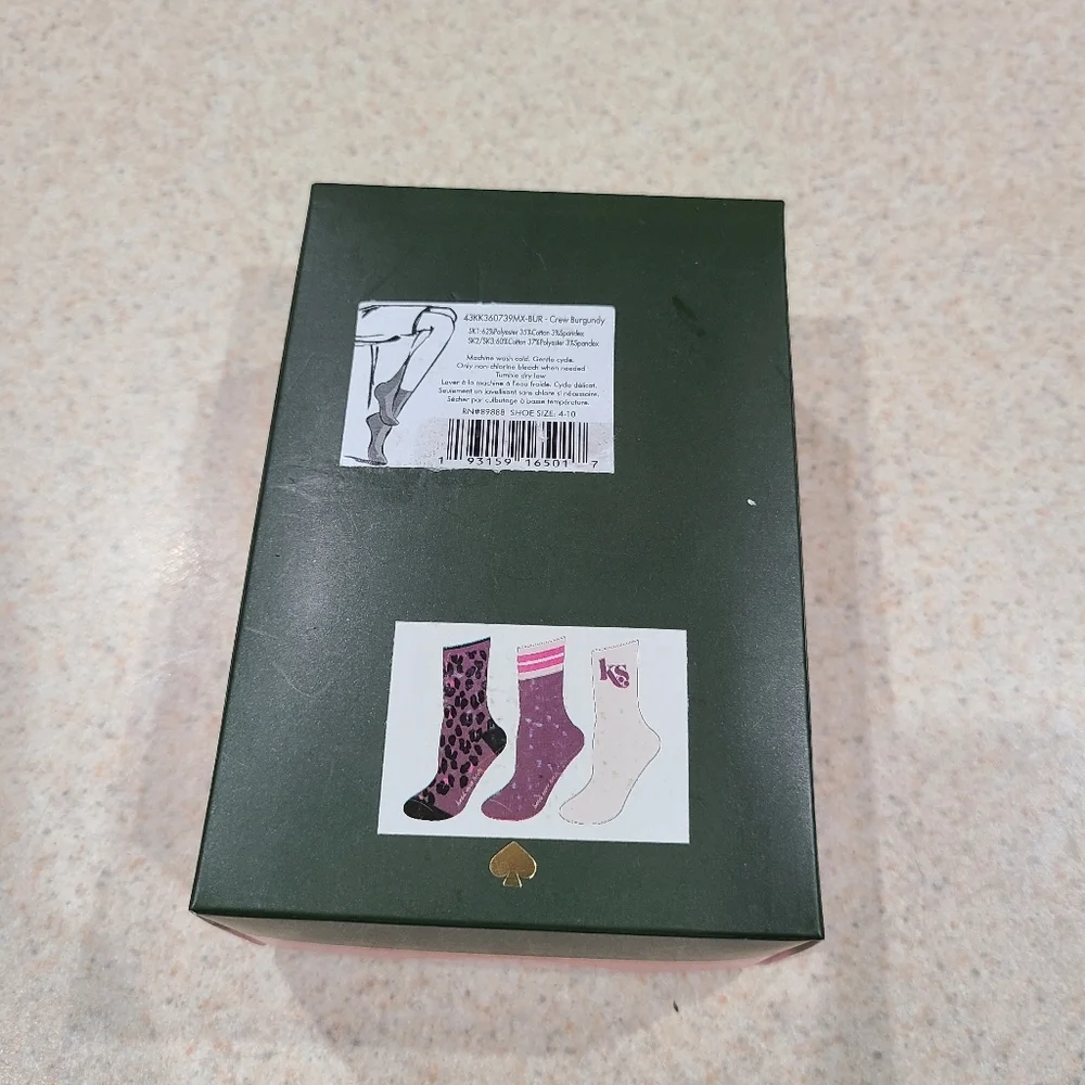 Kate Spade Crew Socks Striped Animal Print Logo 3 Pair - Picture 5 of 8